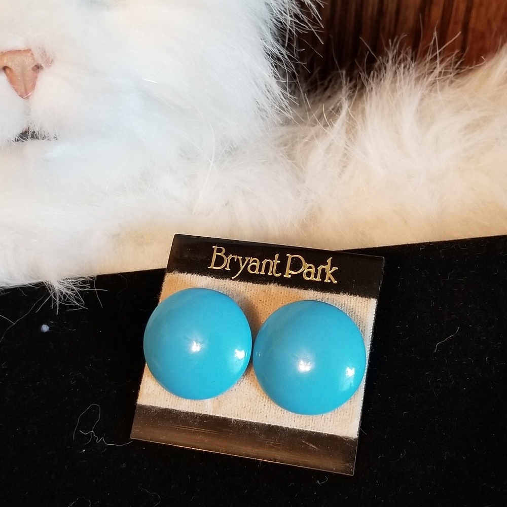 NWT Bryant Park blue round pierced earrings